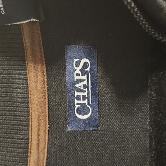 Chaps Zipper Sweater Vest Mrn's Black/Brown accents  with pockets XLarge - Picture 3 of 12